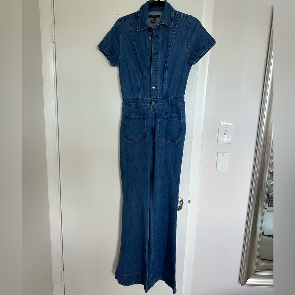 Denim flare jumpsuit
